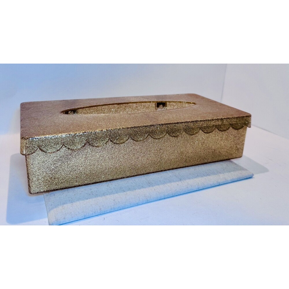 Fabulous Glam Vintage Gold Glitter Tissue Box Holder Ransburg